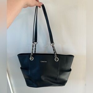 Calvin Klein Black Leather Tote Bag